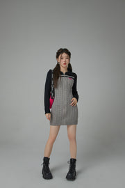 Twilight Zone Zip-Up Knit One Piece Dress