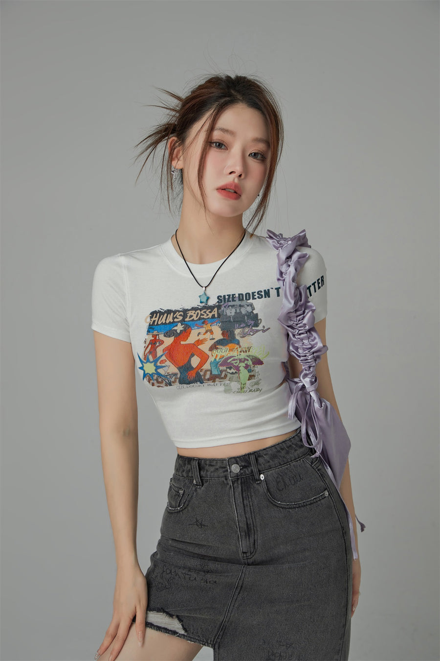 CHUU Size Doesnt Matter Beach Day Cropped T-Shirt