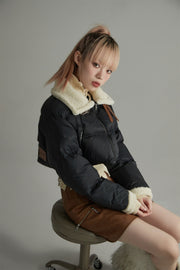 Fleece Collar Crop Padded Jacket