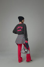 Fleece Color Matching Cropped Sweatshirt