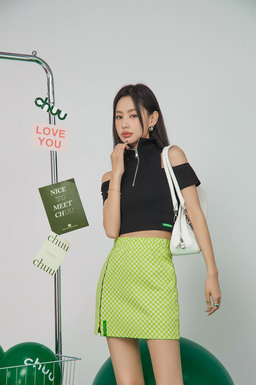 CHUU Some Statements Mini Checkered Skirt