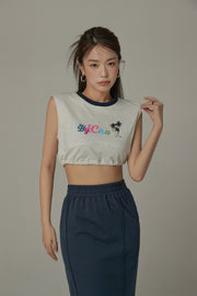 By Chuu Color String Back Cutout Sleeveless Crop Top