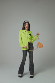 Candy Color Heart Polo Collar Shirt