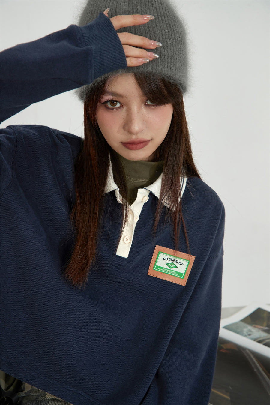 CHUU Polo Collar Crop T-Shirt