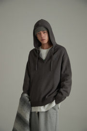 Simple V-Neck Loose Fit Hoodie