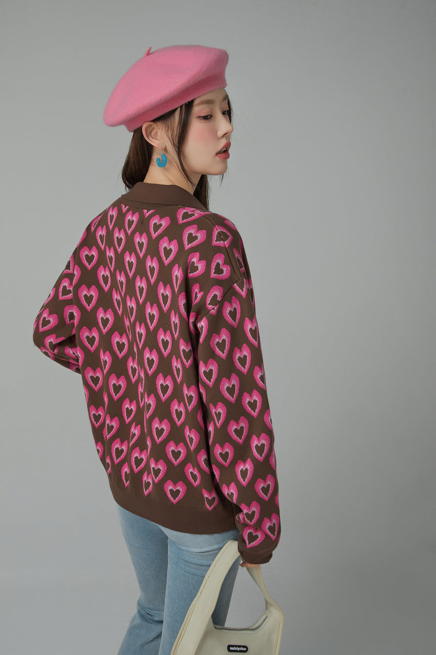 CHUU Heart Loose Fit Knit Sweater