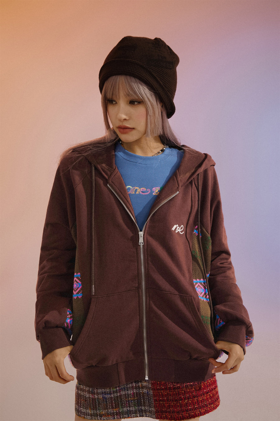 CHUU Vintage Loose Fit Zip-Up Hoodie