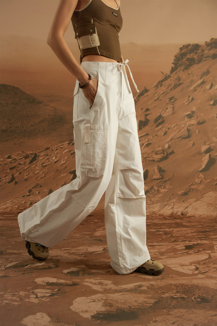 CHUU String Wide Cargo Pants