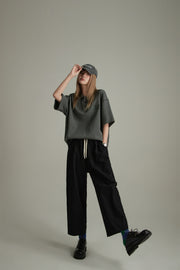 Cotton Ankle Cropped Wide Pants