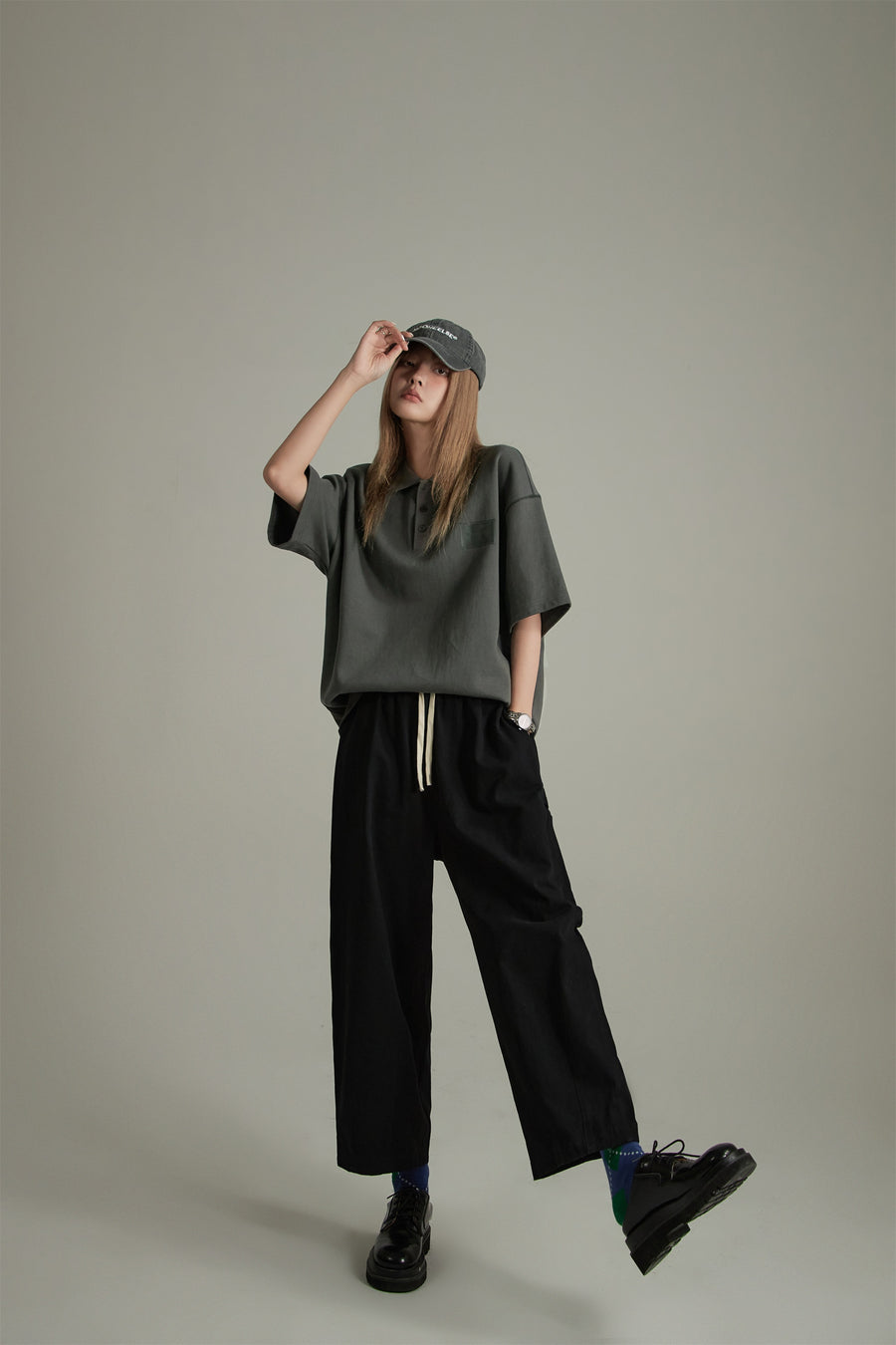 CHUU Cotton Ankle Cropped Wide Pants