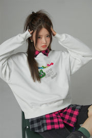 We Are In The Present Frog Logo Loose Fit Sweatshirt