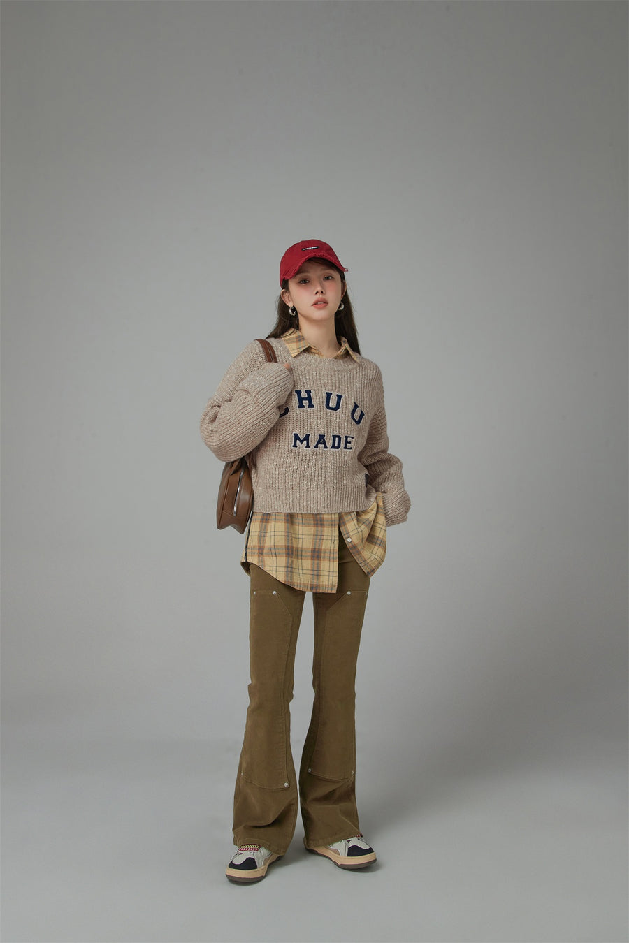 CHUU Crazy Chill Ribbed Loose Crop Knit Sweater