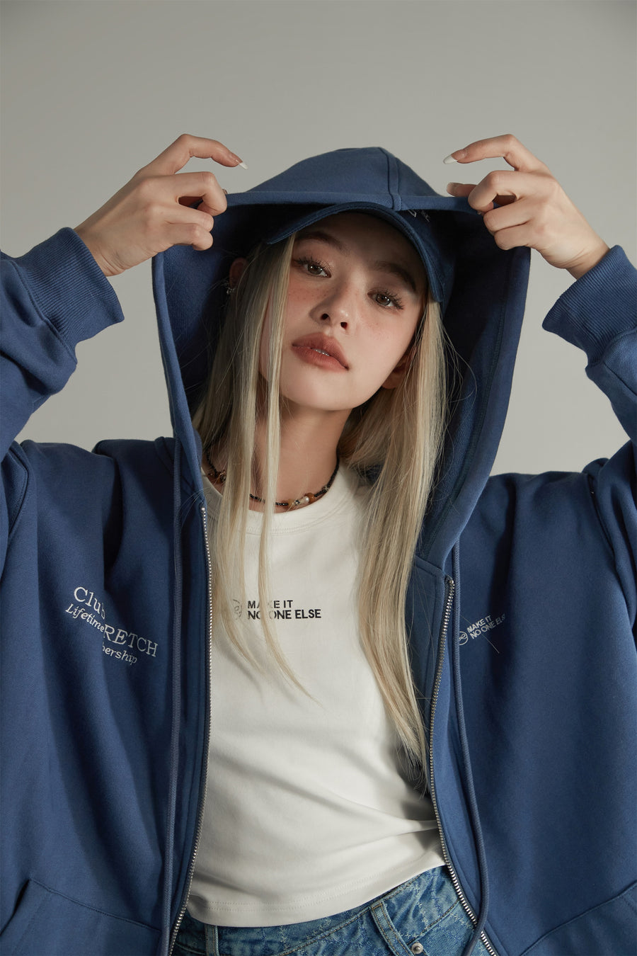 CHUU Colored Club Stretch Hooded Zip-Up