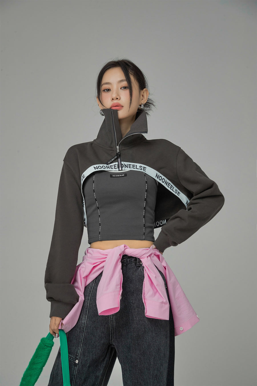 CHUU Paradise Where We Are Living Maxi Cropped Sweatshirt