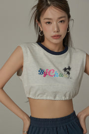 By Chuu Color String Back Cutout Sleeveless Crop Top