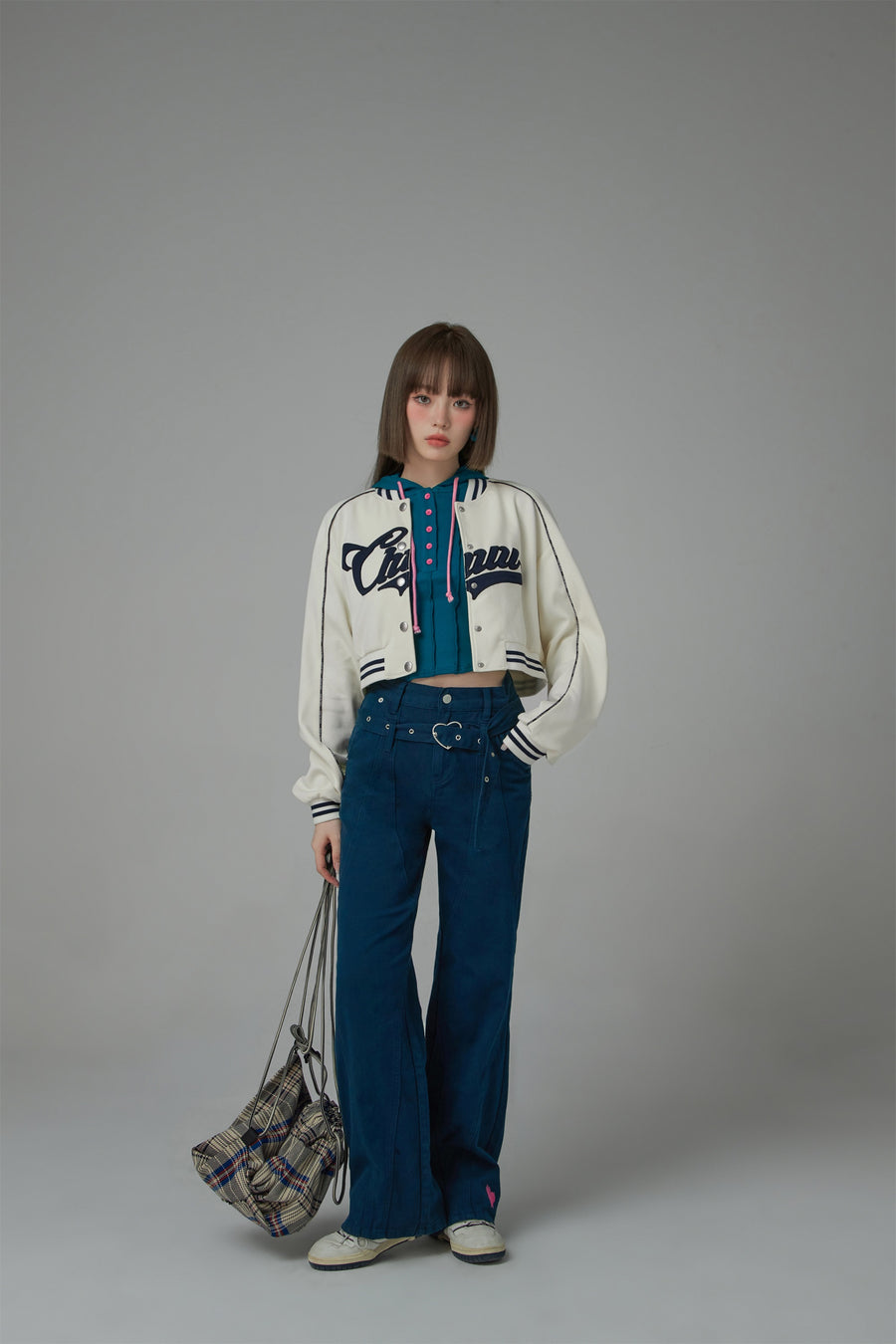 CHUU Joining Forces Crop Baseball Jacket