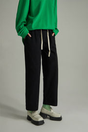 Cotton Ankle Cropped Straight Pants