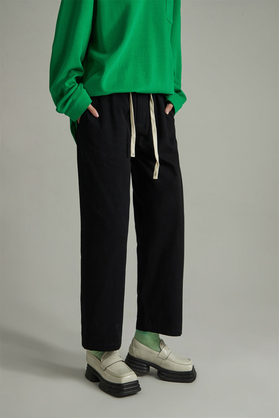 CHUU Cotton Ankle Cropped Straight Pants