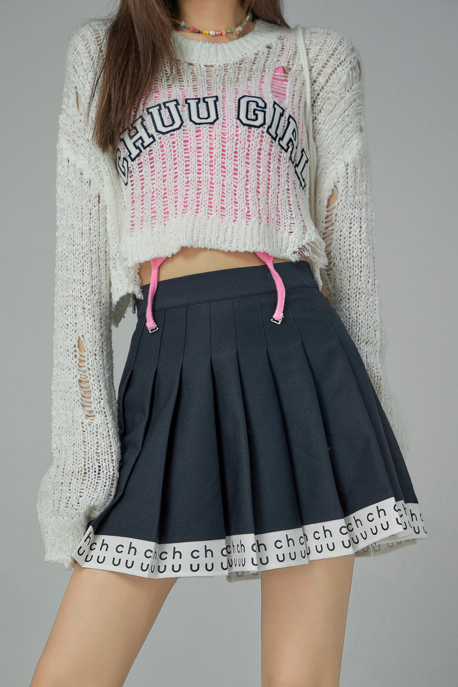 CHUU Hem Band Mini Tennis Pleated Skirt