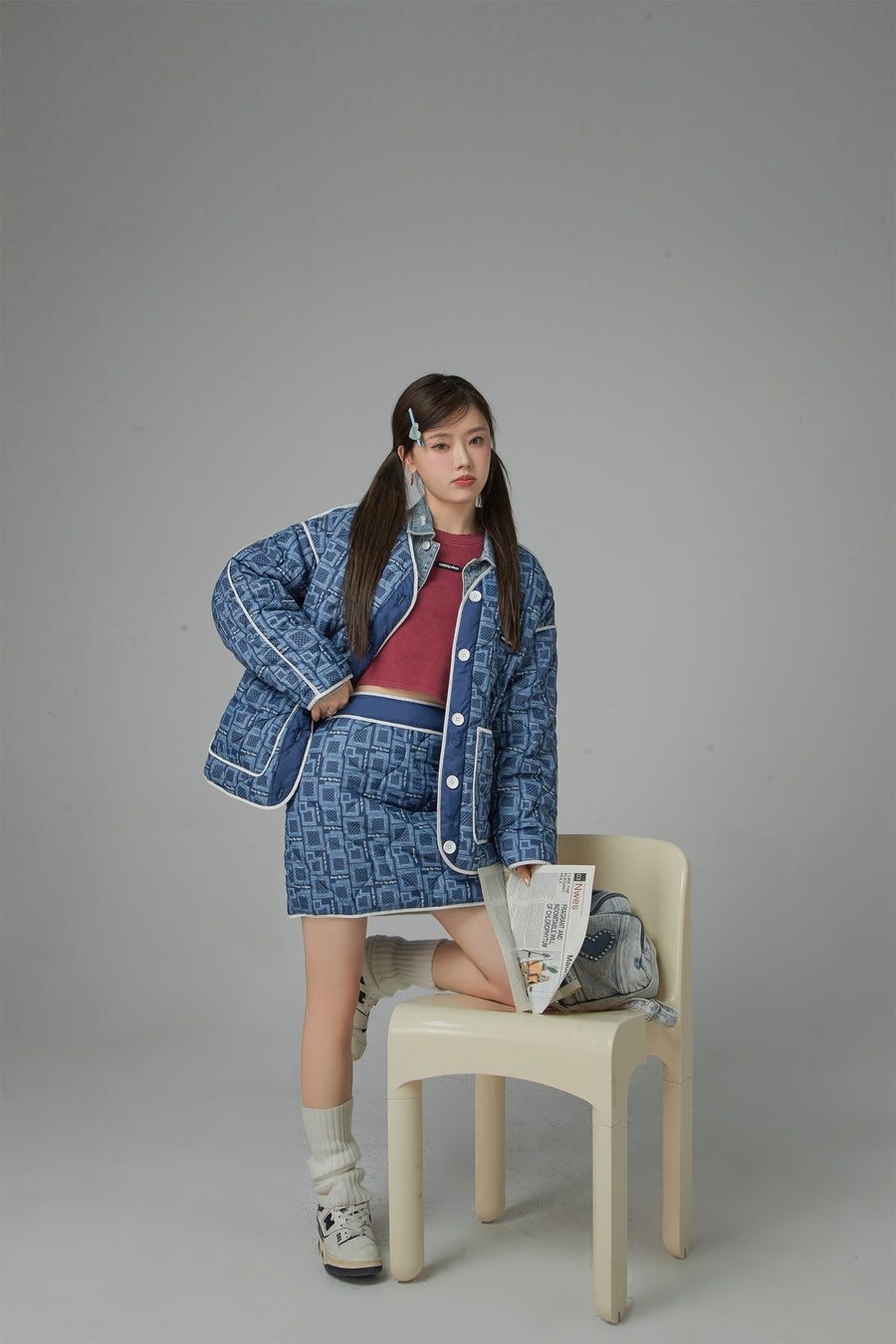 CHUU Over The Drama Pocket Wave Quilted Jacket