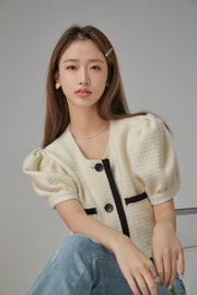 Puff Sleeve Coco Tweet Crop Jacket