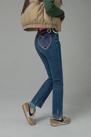 Heart Pocket Bootcut Denim Pants