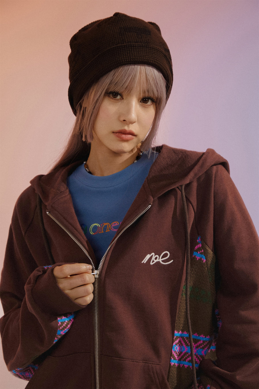 CHUU Vintage Loose Fit Zip-Up Hoodie