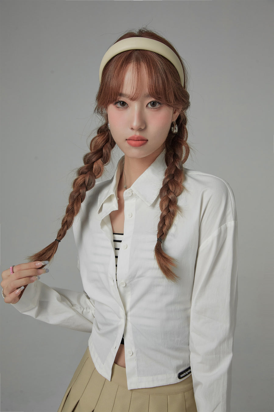 CHUU Back Corset Wrap Long Sleeve Shirt