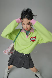 Relaxing Day Chuu Heart Embroidery Sweater