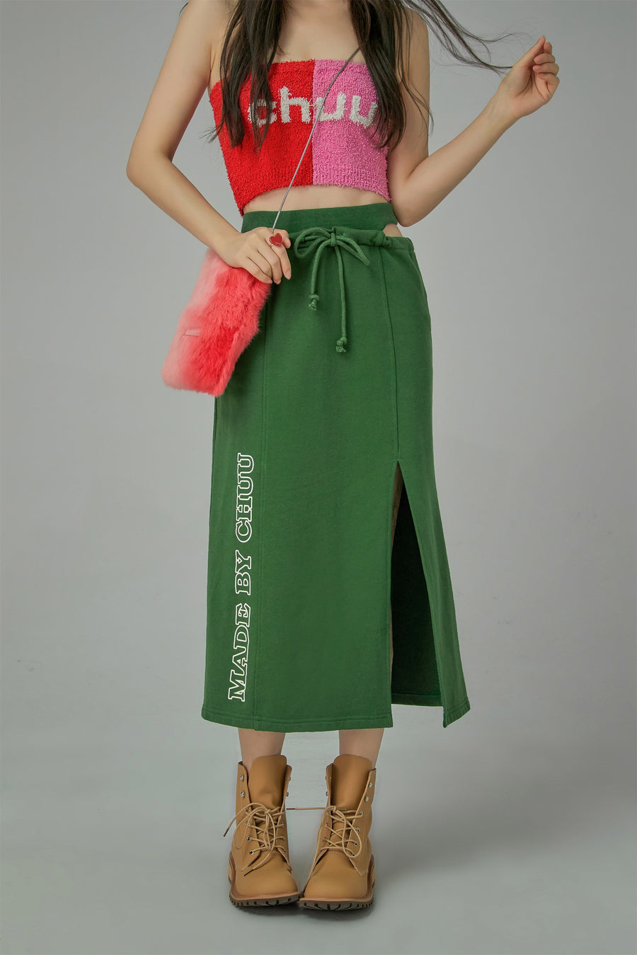 CHUU Front Slit Sport Midi Skirt