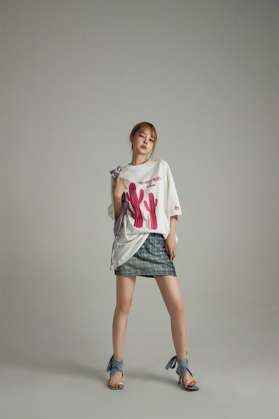 CHUU Pink Cactus Oversize T-Shirt