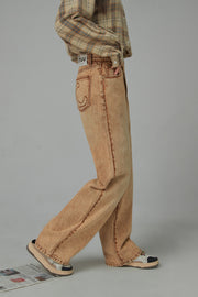 Trendsetter Wide Multi-Pocket Denim Asymmetrical Pants