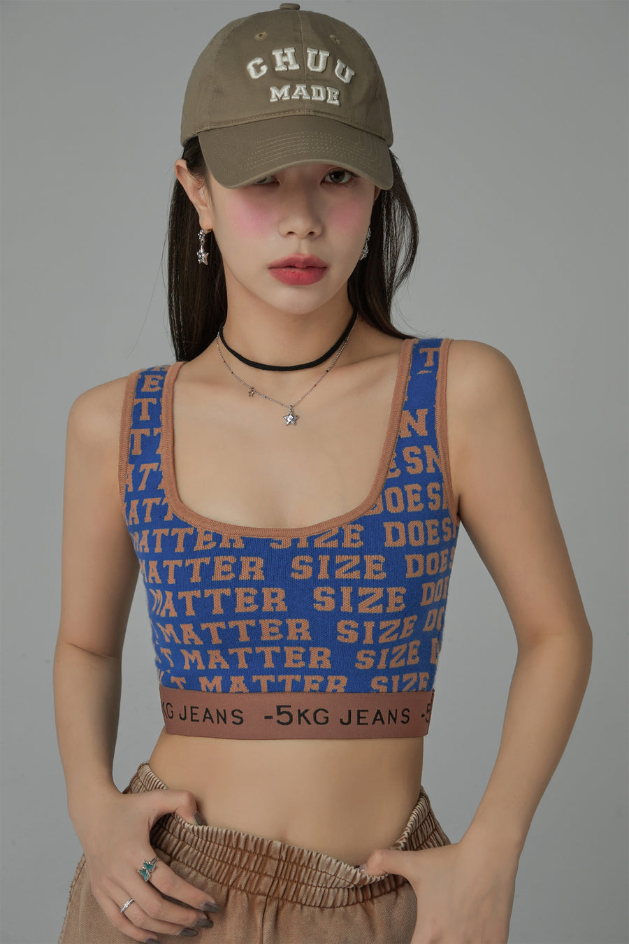 CHUU Size Doesnt Matter Lettering Cropped Sleeveless Top