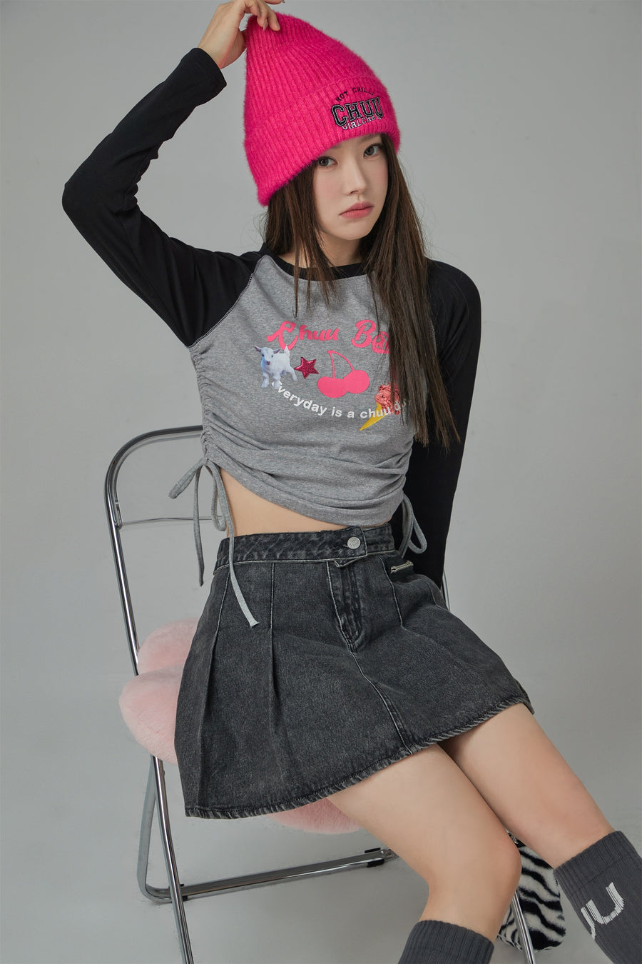 CHUU Dessert Colored Raglan String T-Shirt