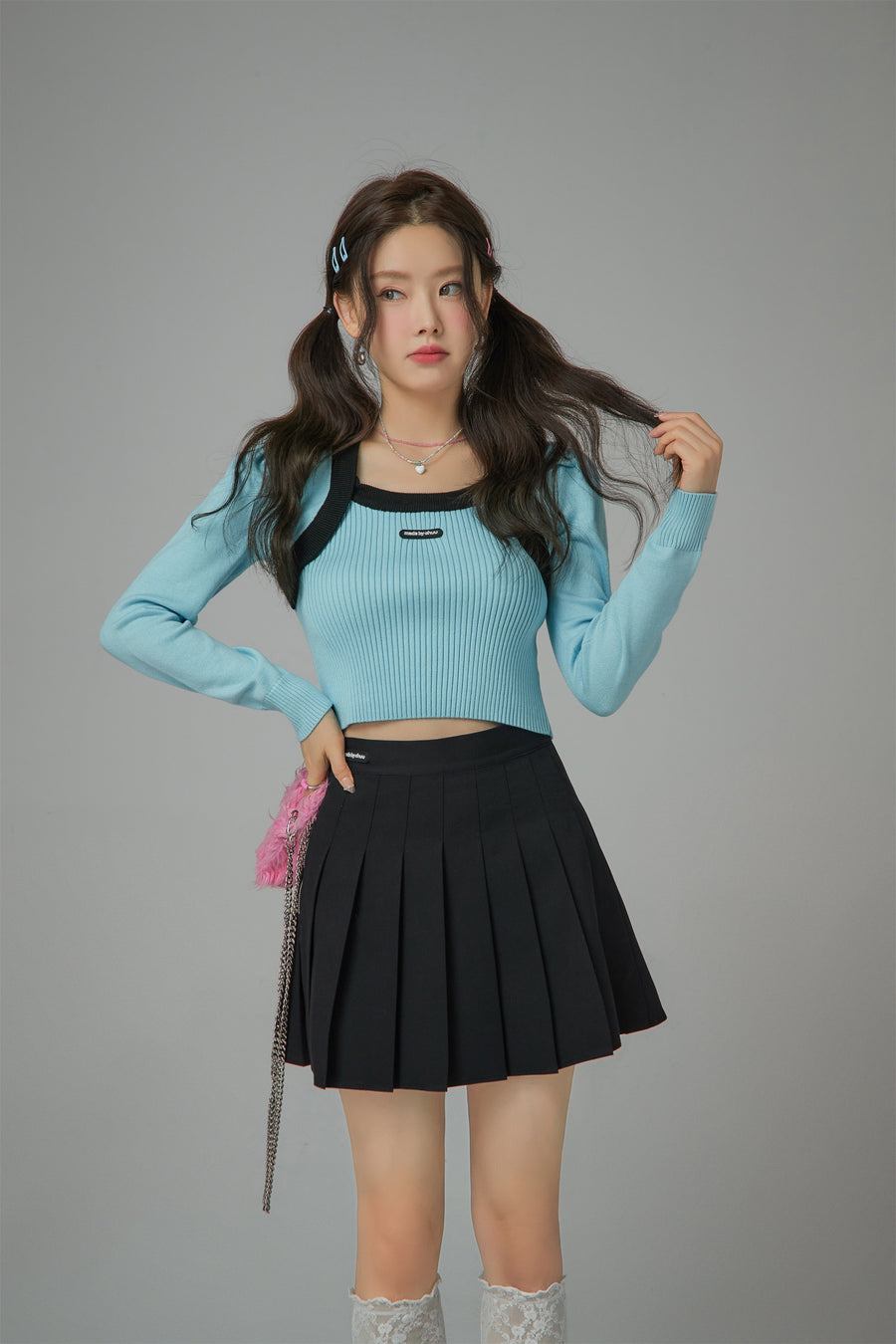 CHUU Jumping With Joy Cropped Knit Top