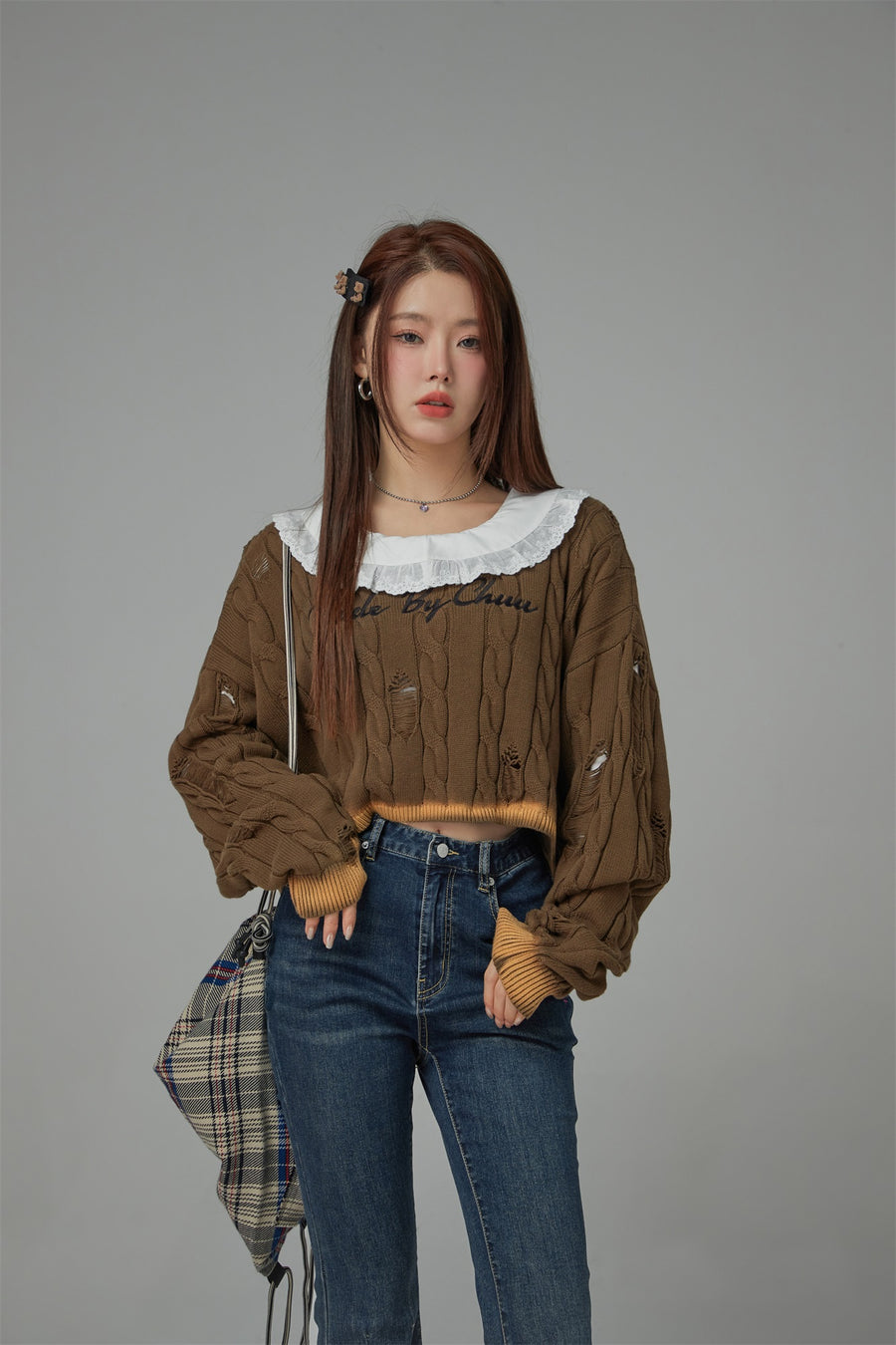 CHUU Made By Chuu Damaged Cable Knit Sweater