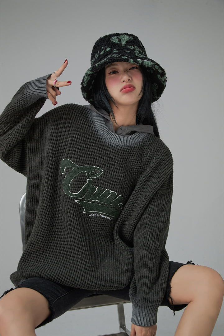 Oversized Ribbed Knit Sweater