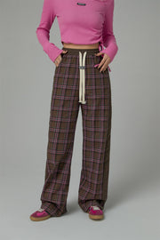 Check String Wide Casual Pants