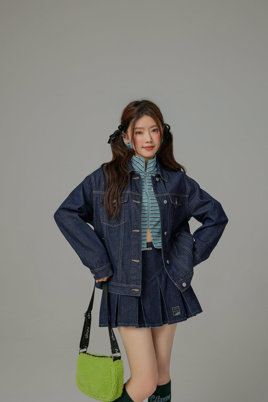 CHUU We Have Chemistry Striped Zip-Up