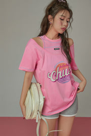 Hot And Chilli Off Shoulder Loose Fit T-Shirt