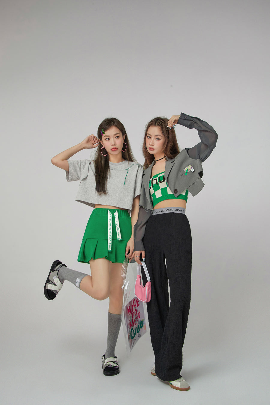 CHUU Stitches Lines Loosefit Crop Top