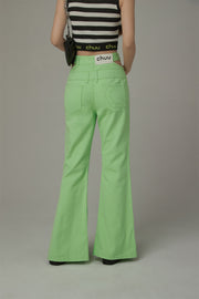 Side And Front Slits Bootcut Pants