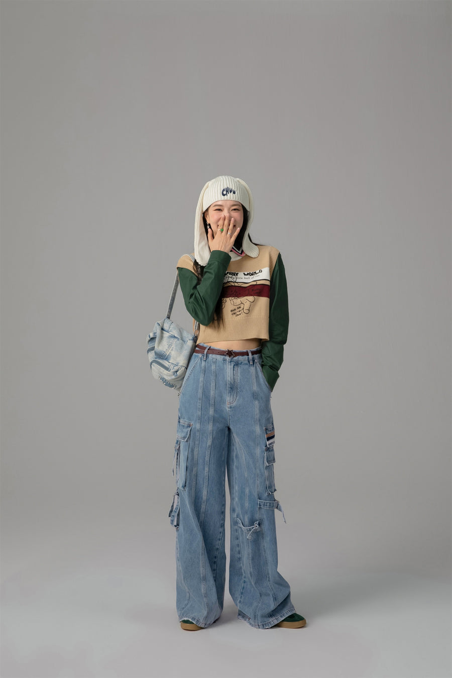 CHUU Downside Wide Denim Cargo Pants