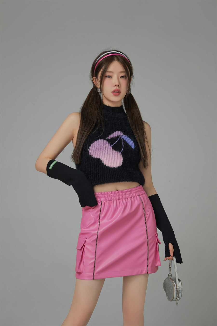 CHUU Name Every Star A-Line Leather Skirt