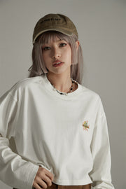 Noe Embroidered Loose-Fit Crop T-Shirt