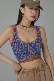 Size Doesnt Matter Lettering Cropped Sleeveless Top