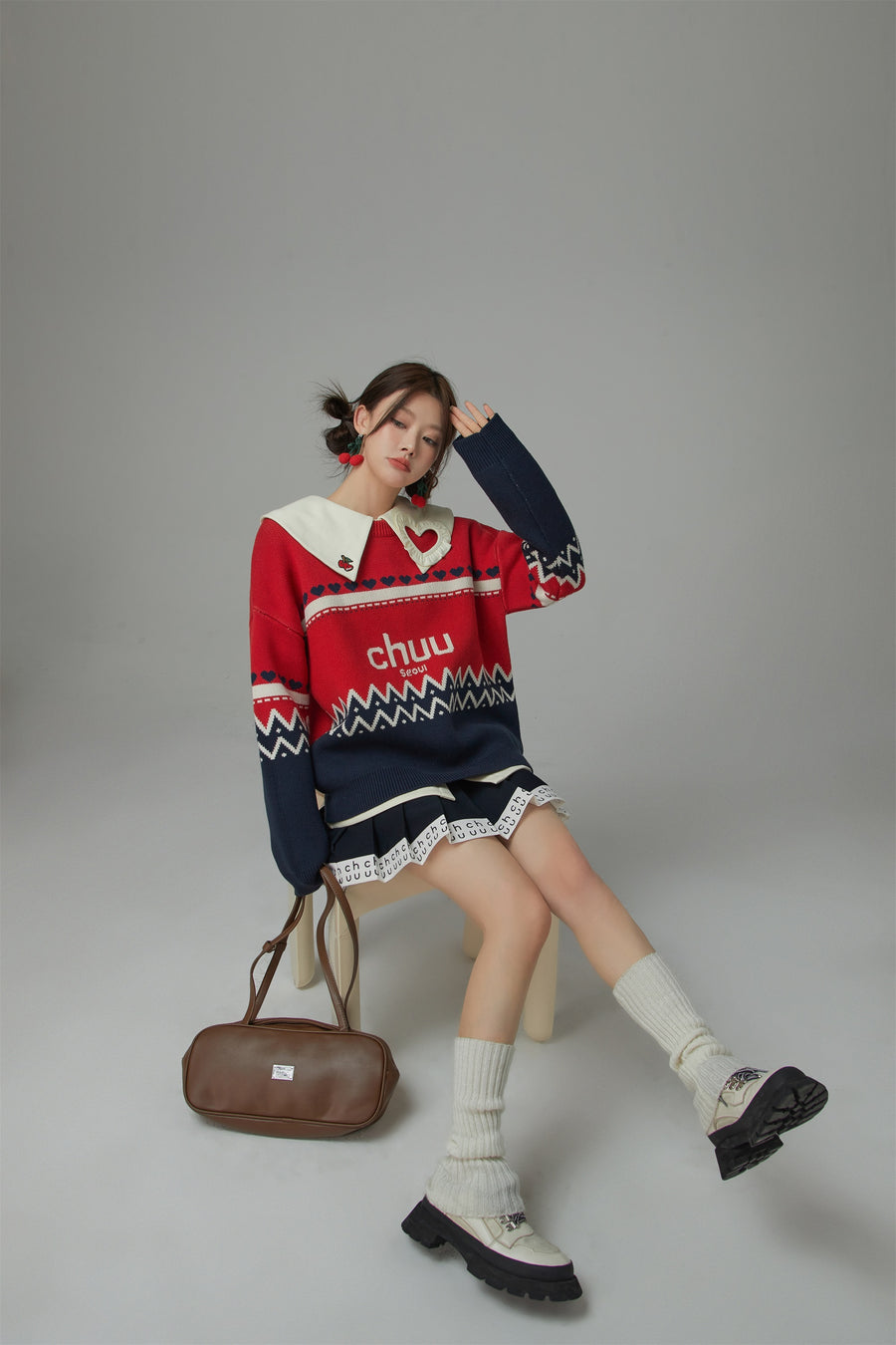 CHUU Feeling Festive Stripe Knit Sweater