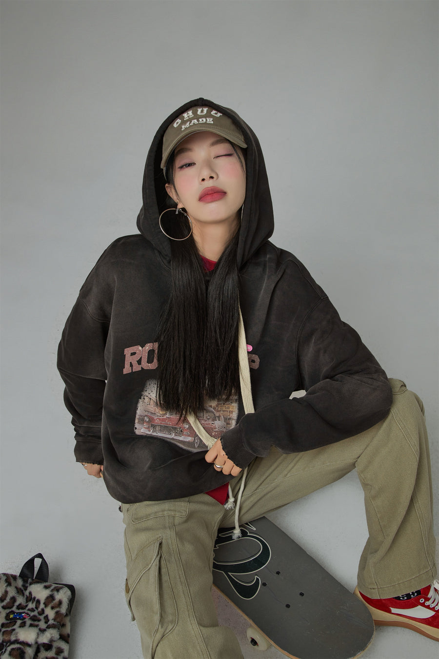 CHUU Road Trip Printed Loose Fit Hoodie