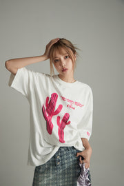 Pink Cactus Oversize T-Shirt