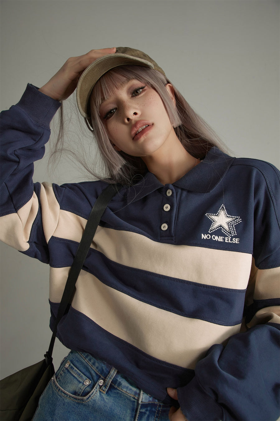 CHUU Polo Neck Vintage Sweatshirt